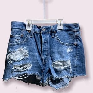 Authentic Levi's 501 cut off jeans